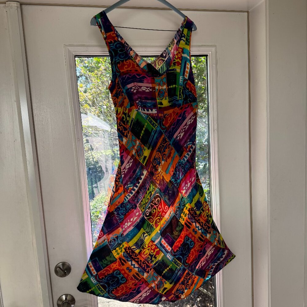 Jams World Sleeveless Knee Length Tank Dress, V-Back EUC